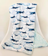 Doudou extra douce AVION BLEU BÉBÉ