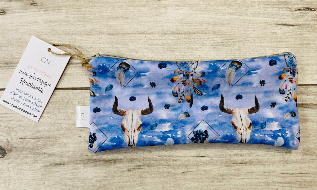 Sac écologique réutilisable MOYEN BOHO BLEU