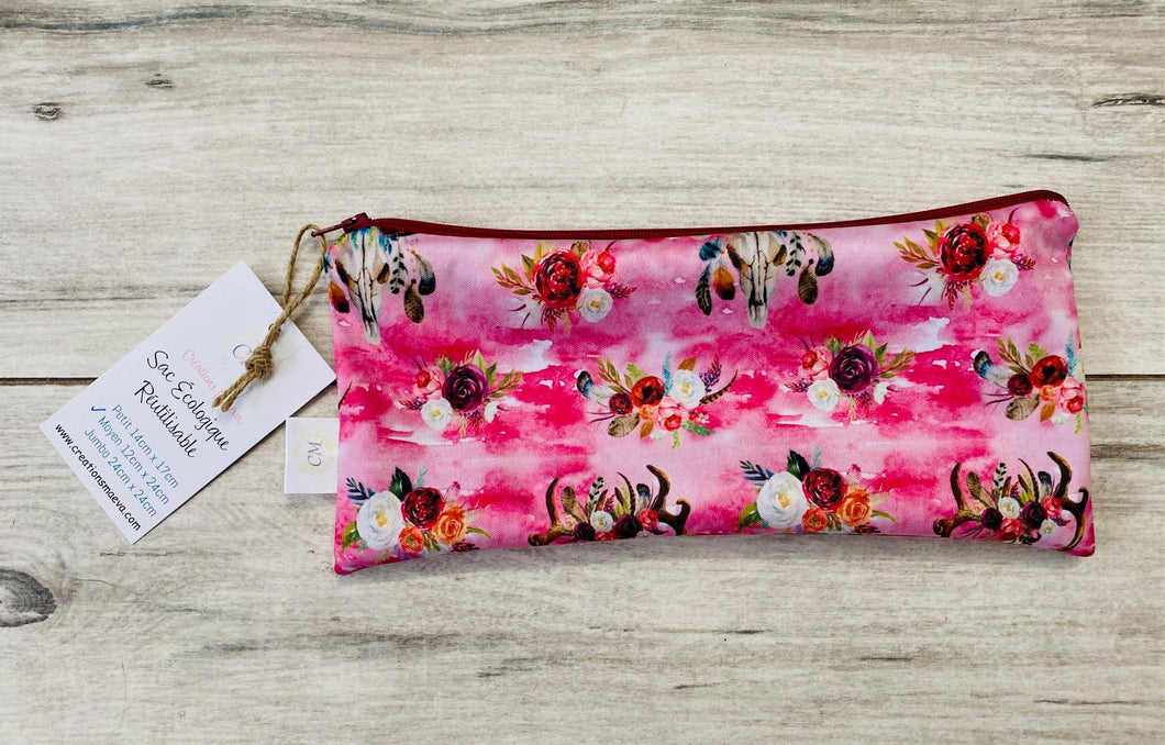 Sac écologique réutilisable MOYEN BOHO ROSE
