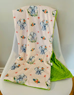 Doudou extra douce ÉLÉPHANT ROSE MINKY VERT