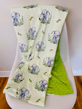 Charger l&#39;image dans la galerie, Doudou extra douce ÉLÉPHANT VERT MINKY VERT

